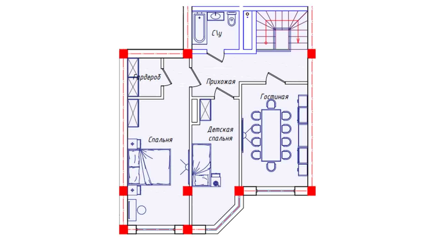 5-xonali xonadon 141.6 m²  7/7 qavat