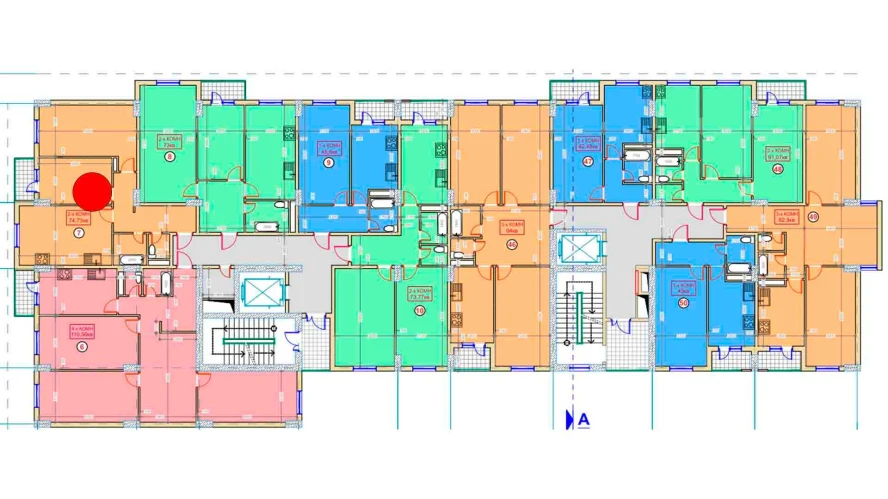 2-комнатная квартира 74.73 м²  6/6 этаж