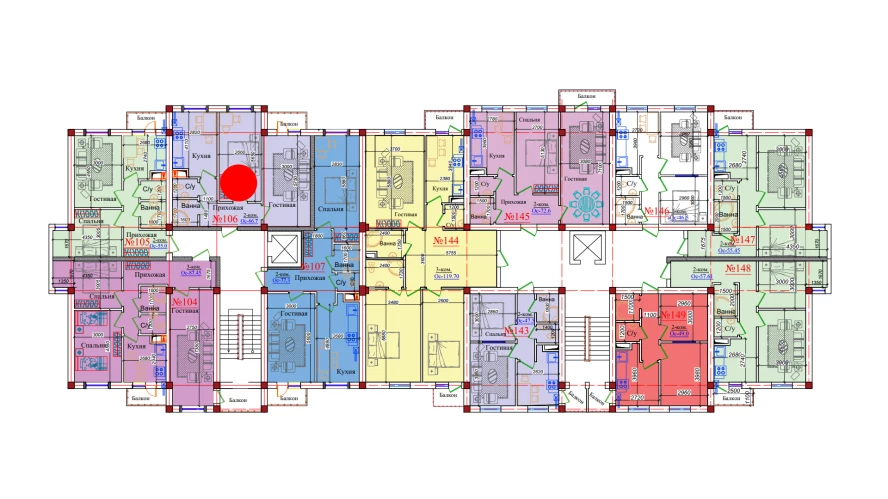 2-комнатная квартира 66.7 м²  9/9 этаж