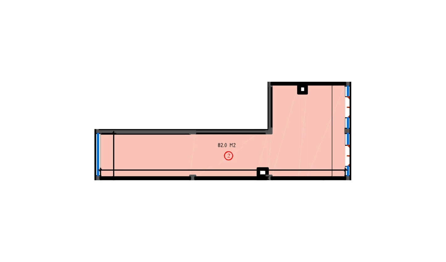 1-комнатная квартира 82 м²  3/3 этаж