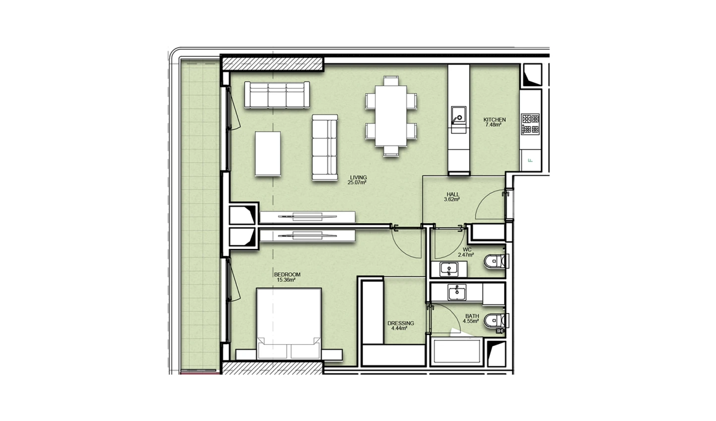 2-комнатная квартира 73.98 м²  16/16 этаж