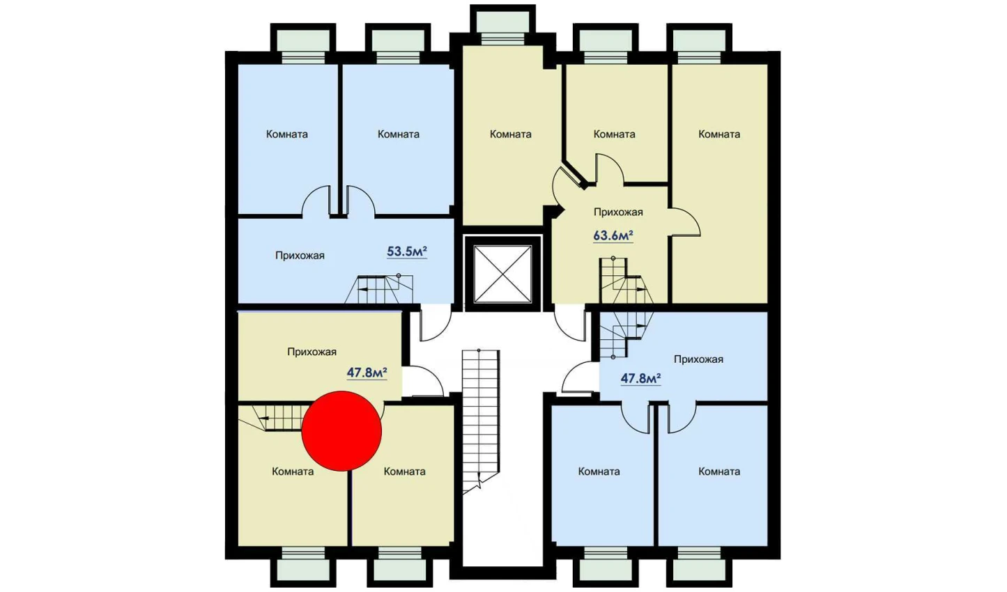 2-комнатная квартира 49.2 м²  1/1 этаж