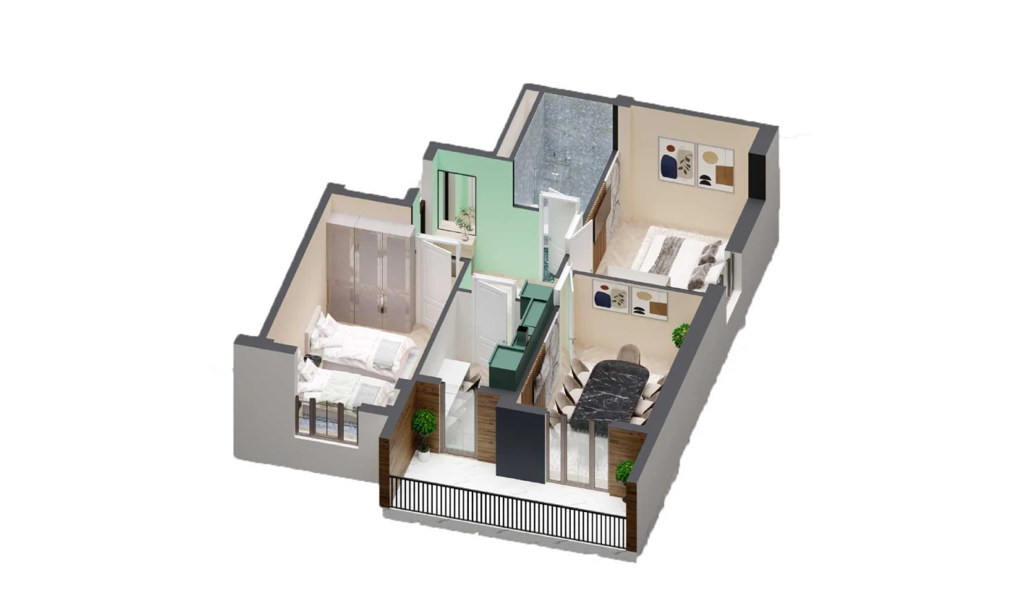 3-комнатная квартира 77 м²  2/2 этаж