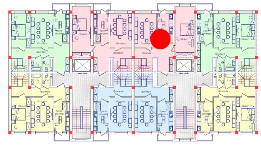 2-комнатная квартира 62.8 м²  3/3 этаж