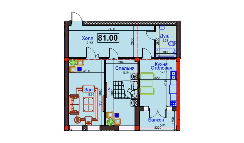 2-xonali xonadon 81 m²  11/12 qavat | GAGARIN AVENUE Turar-joy majmuasi