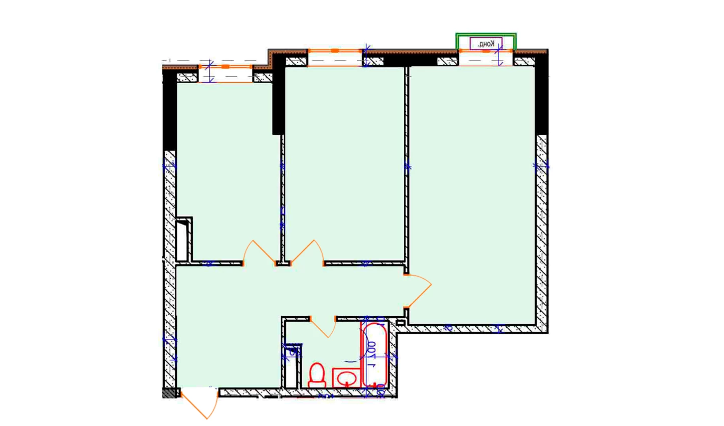 2-комнатная квартира 65 м²  1/1 этаж