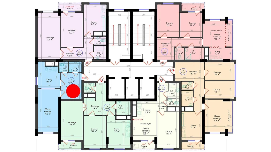 2-комнатная квартира 46.9 м²  6/6 этаж