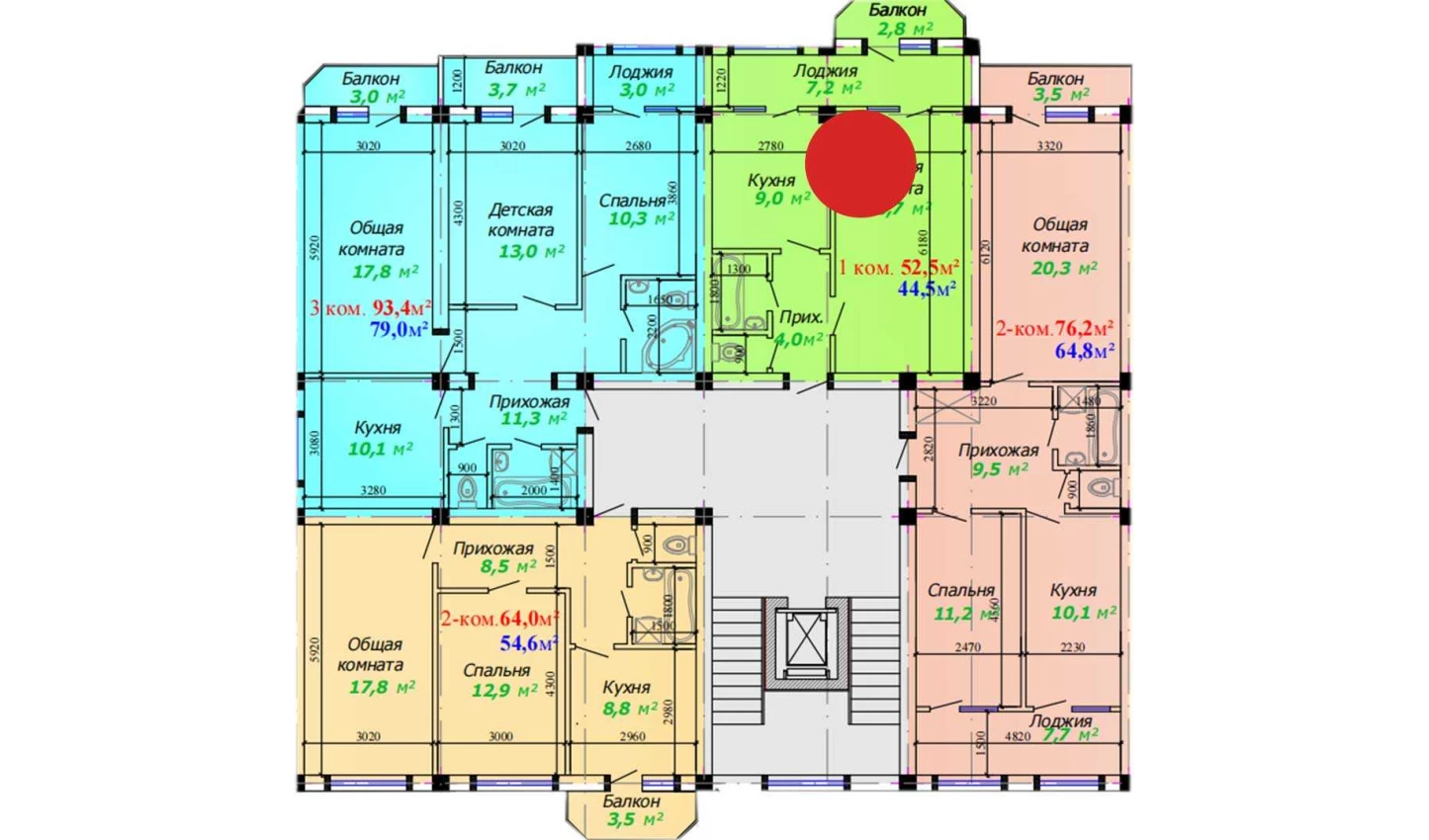 1-xonali xonadon 52.5 m²  2/2 qavat