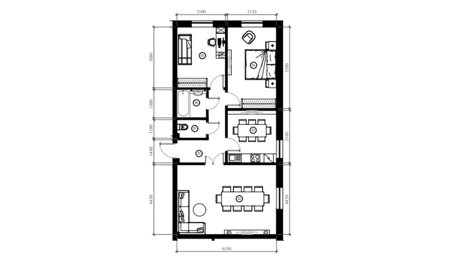 3-xonali xonadon 80.3 m²  5/5 qavat