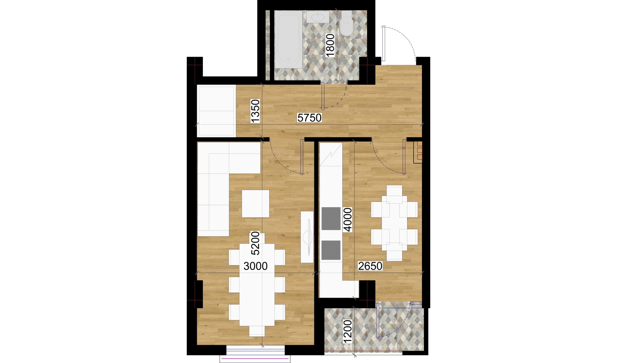 1-комнатная квартира 43.34 м²  7/7 этаж