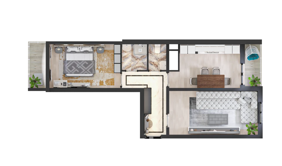 2-комн. квартира 62.5 м²  3/16 этаж | Жилой комплекс TRINITY