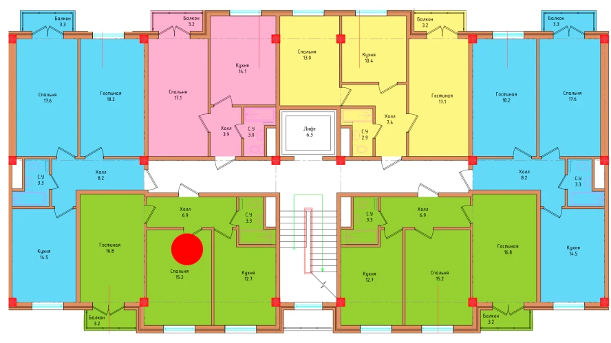 2-xonali xonadon 55.97 m²  7/7 qavat