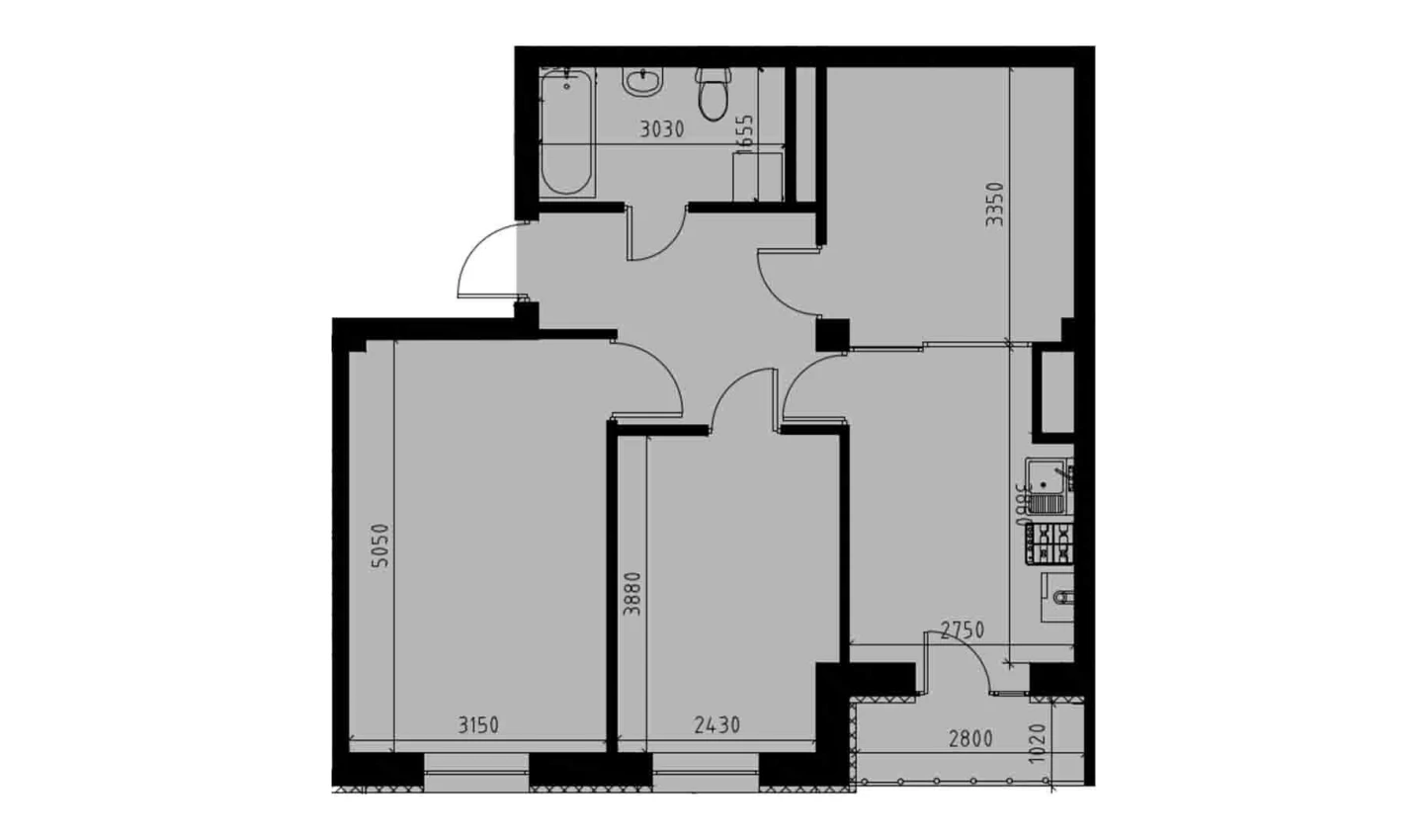 2-xonali xonadon 60.53 m²  8/8 qavat