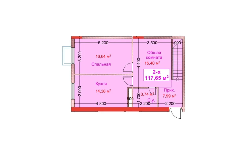 2-комнатная квартира 117.65 м²  1/8 этаж | Жилой комплекс CAPITAL AVENUE