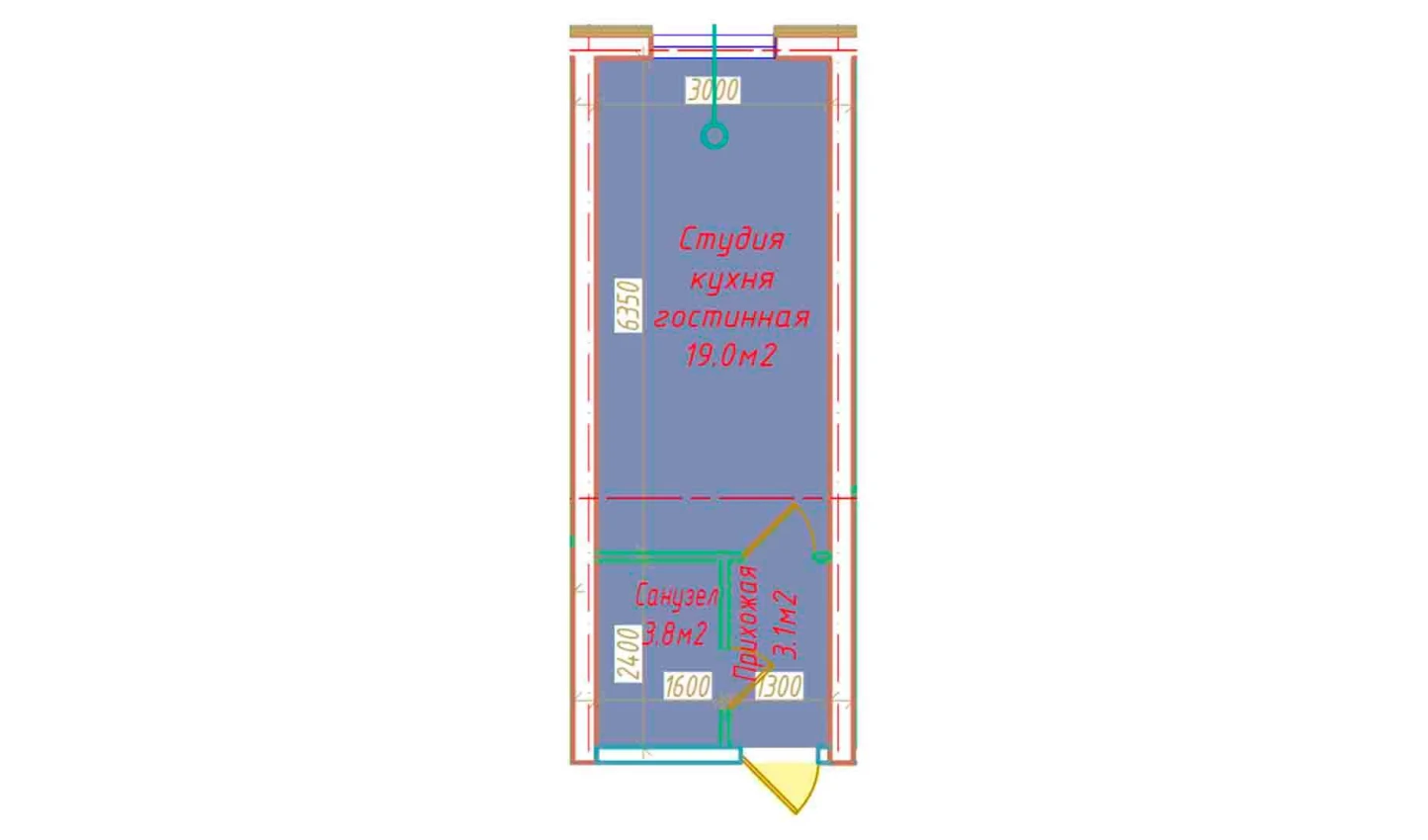 1-xonali xonadon 25.9 m²  1/1 qavat