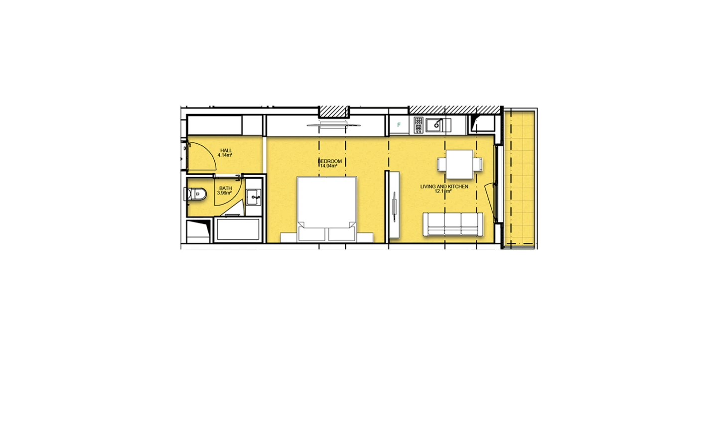 1-xonali xonadon 39.34 m²  19/19 qavat