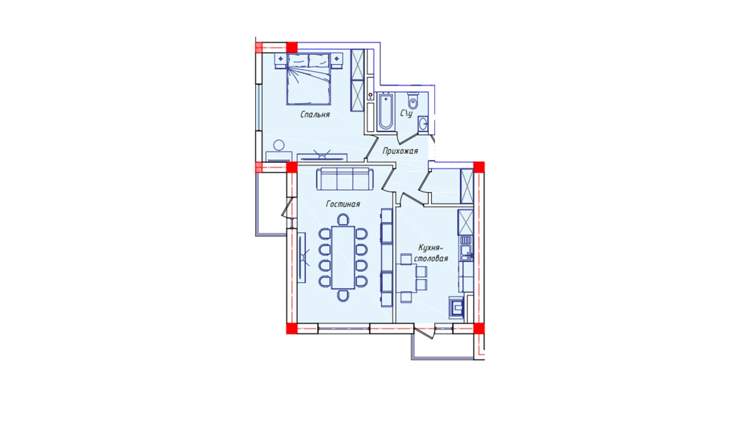 2-комнатная квартира 65.1 м²  3/3 этаж