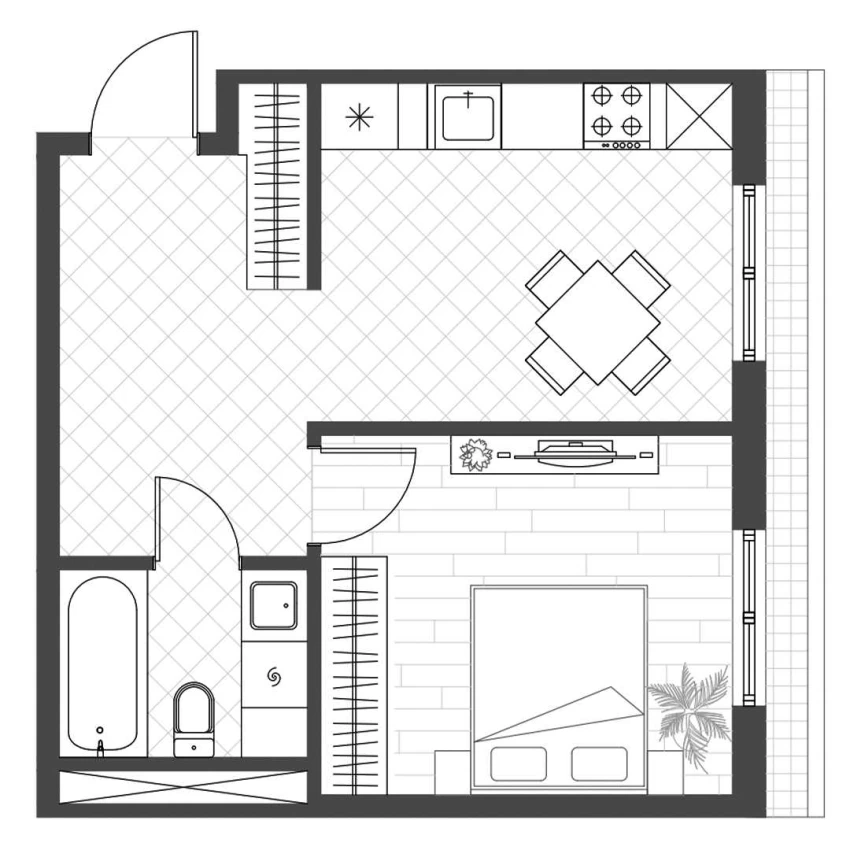 1-xonali xonadon 35 m²  12/12 qavat