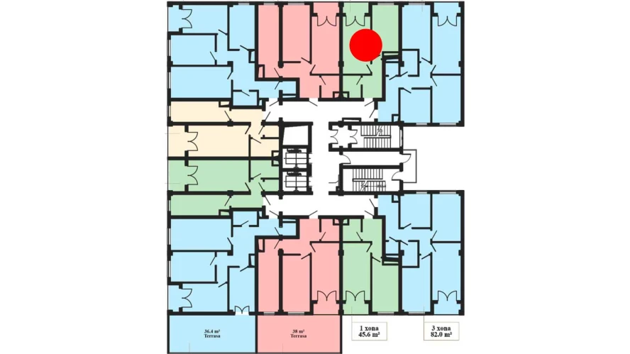 1-комнатная квартира 45.6 м²  3/3 этаж