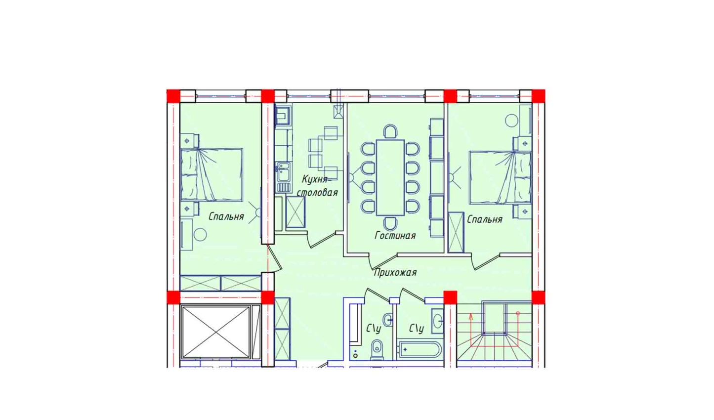 6-xonali xonadon 148.6 m²  1/1 qavat