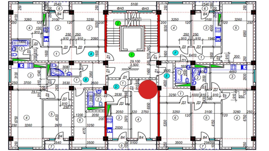 1-xonali xonadon 44.23 m²  9/9 qavat