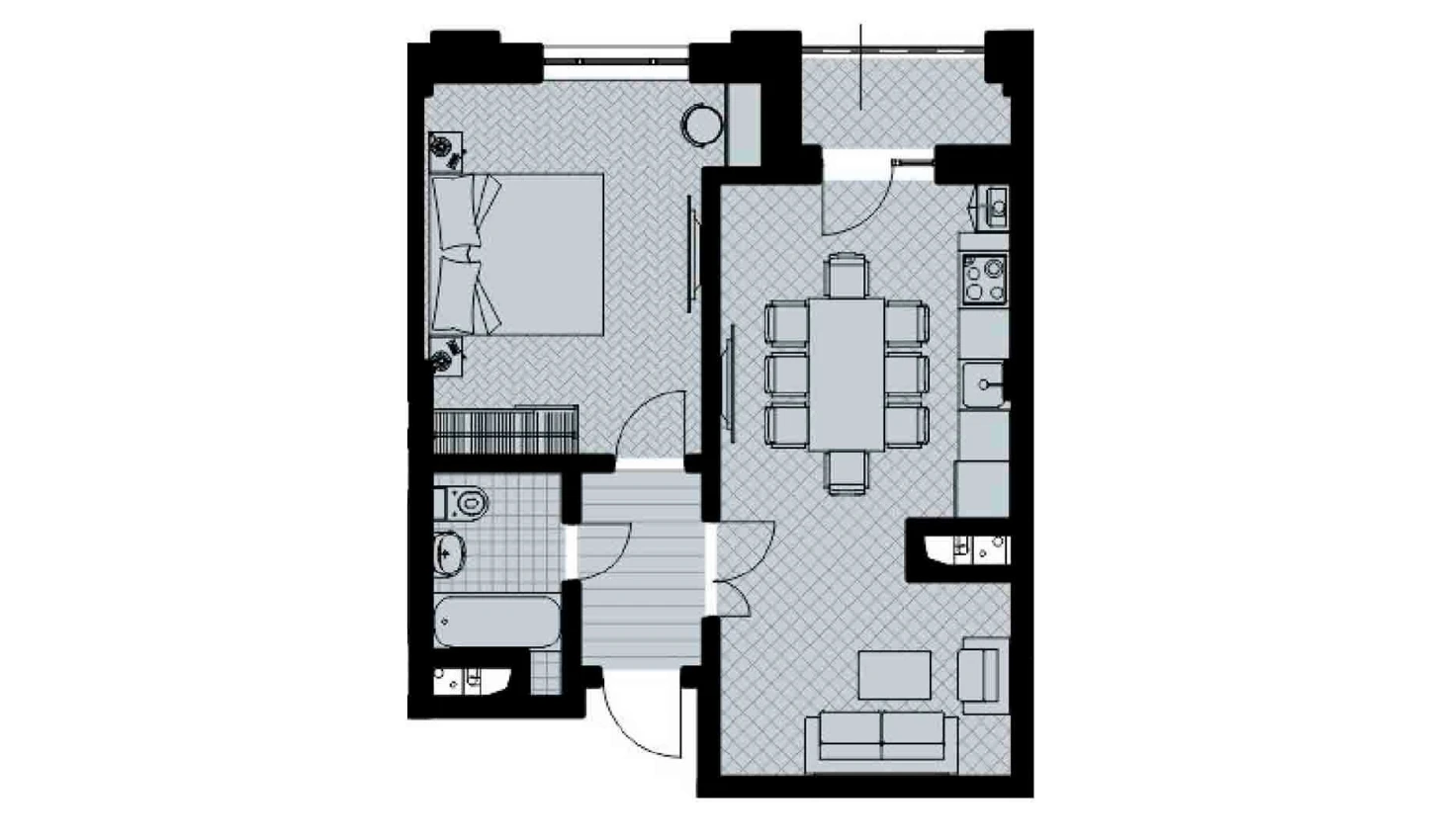 1-xonali xonadon 48.3 m²  5/5 qavat