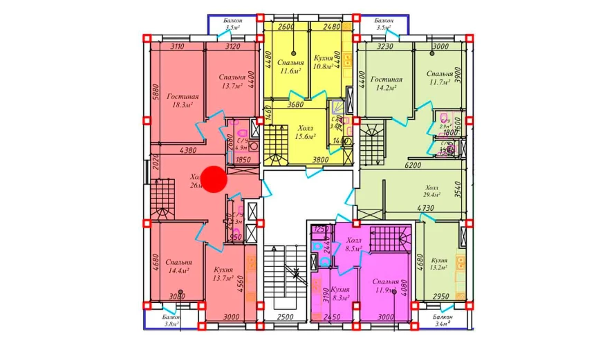 1-комнатная квартира 100.5 м²  5/5 этаж