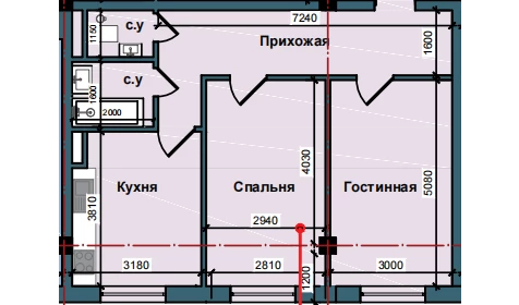 2-комнатная квартира 64.1 м²  8/8 этаж