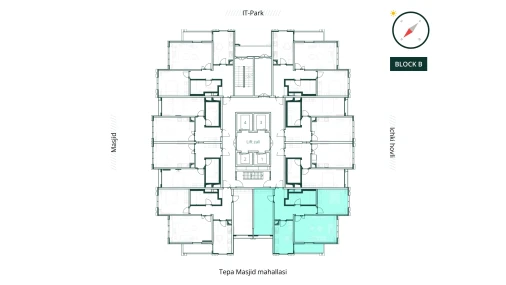 3-xonali xonadon 84.22 m²  13/26 qavat | SAF TOWERS Turar-joy majmuasi