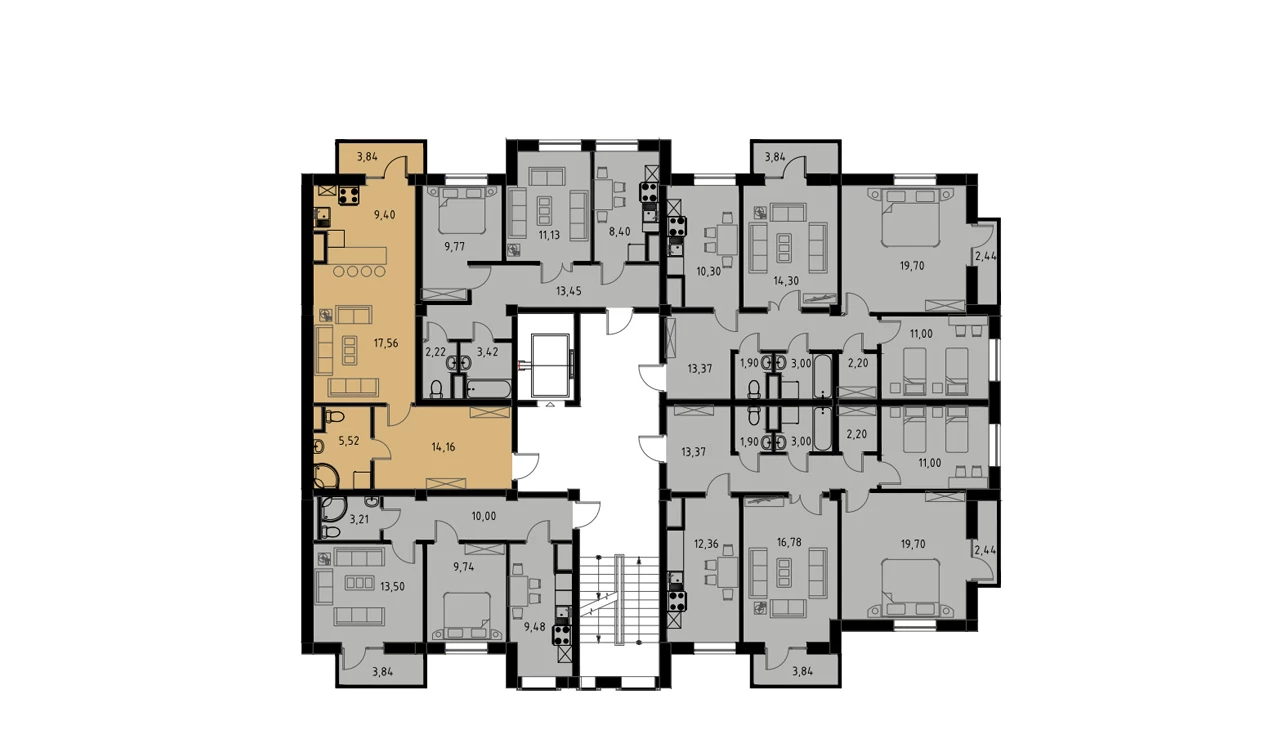 1-комнатная квартира 47.79 м²  7/7 этаж