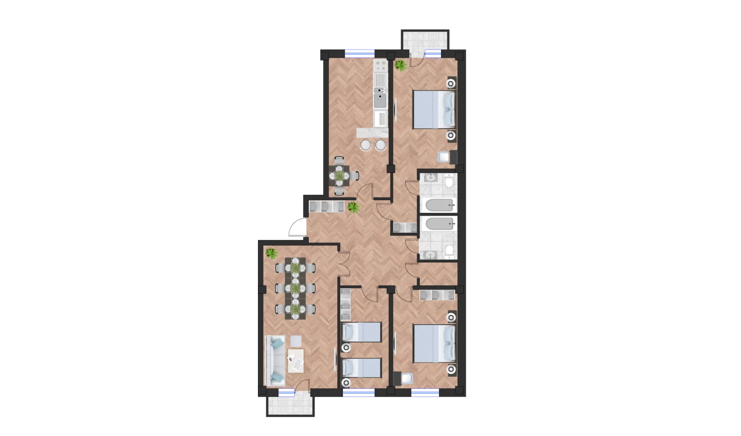 4-комнатная квартира 128.84 м²  7/7 этаж