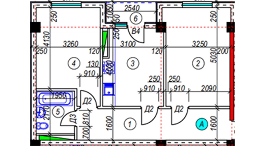 2-xonali xonadon 62.14 m²  3/3 qavat