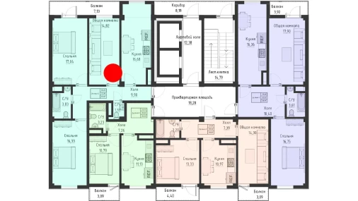 3-комнатная квартира 83.51 м²  9/9 этаж