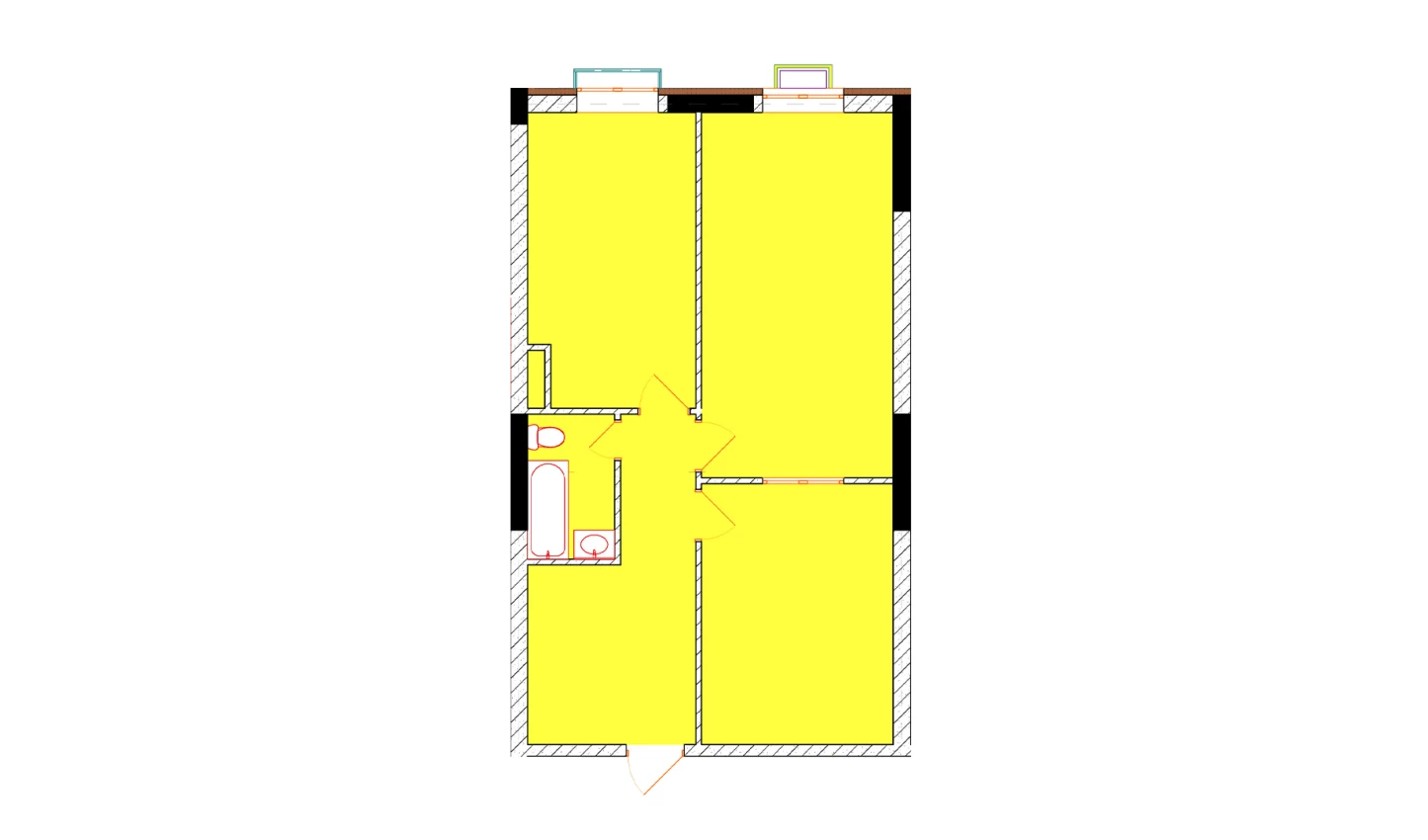 2-xonali xonadon 68.7 m²  4/4 qavat