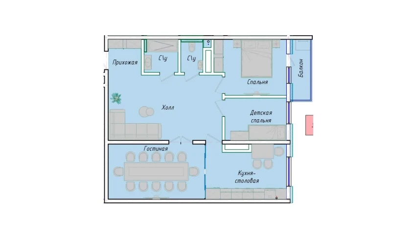 3-xonali xonadon 83.47 m²  12/12 qavat | SERGELI CITY Turar-joy majmuasi