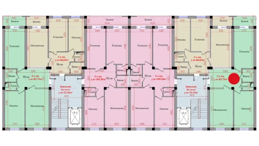 2-комнатная квартира 83.75 м²  2/8 этаж | Жилой комплекс Saxro