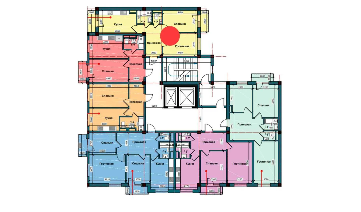 2-комнатная квартира 61.7 м²  8/8 этаж