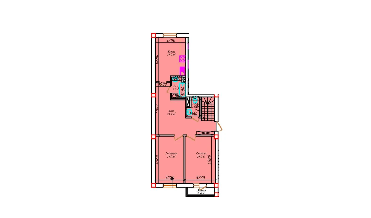 2-комнатная квартира 99.5 м²  5/5 этаж