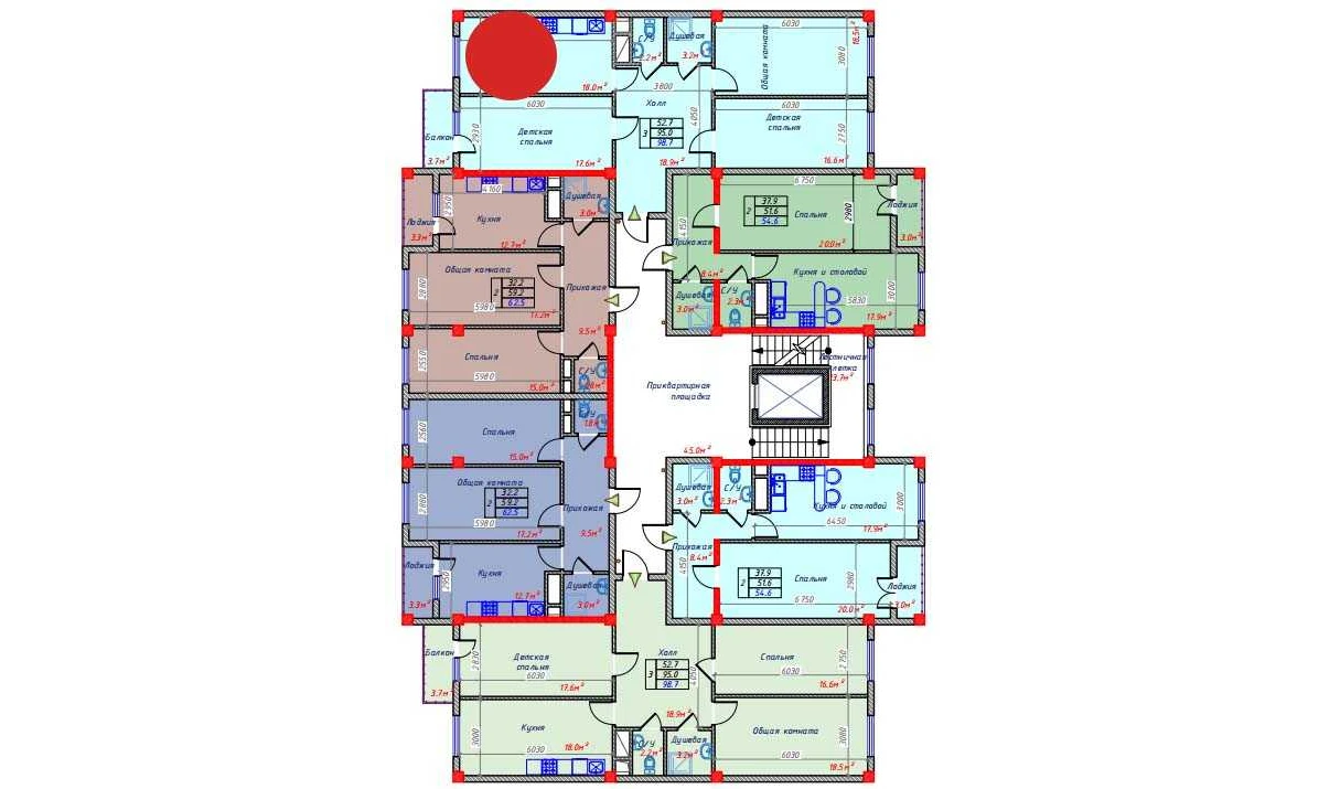 3-комнатная квартира 98.7 м²  6/6 этаж