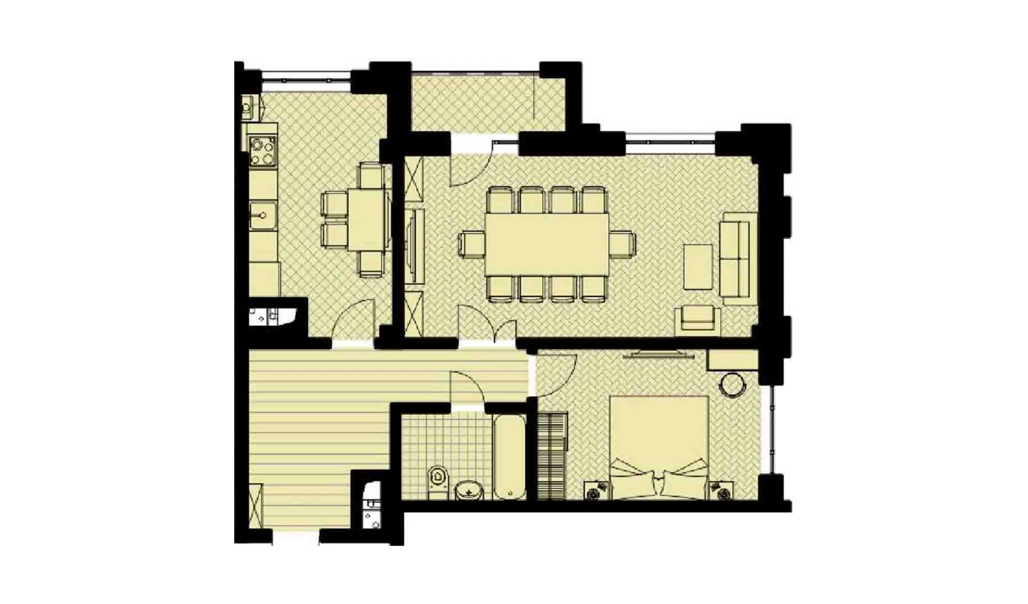 2-комнатная квартира 69.95 м²  1/1 этаж