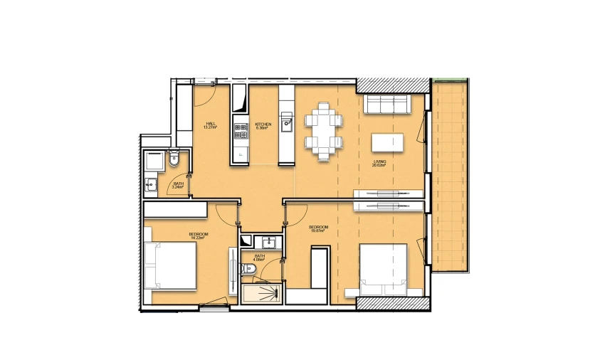 3-комнатная квартира 94.65 м²  9/19 этаж | Жилой комплекс Resim Taşkent