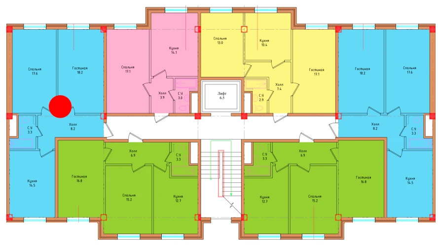 2-комнатная квартира 61.8 м²  1/1 этаж