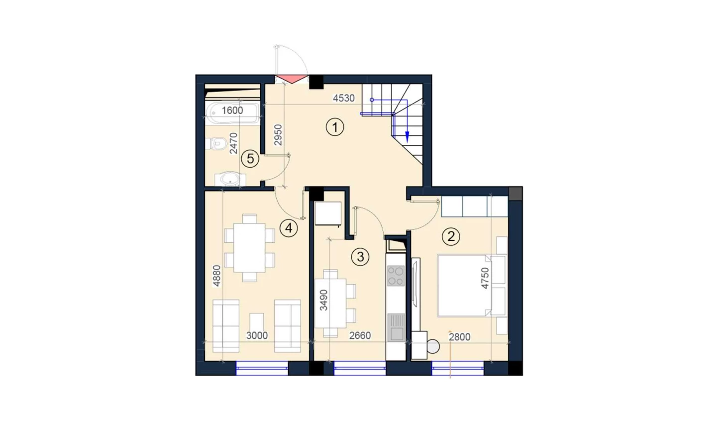 2-комнатная квартира 61 м²  9/9 этаж