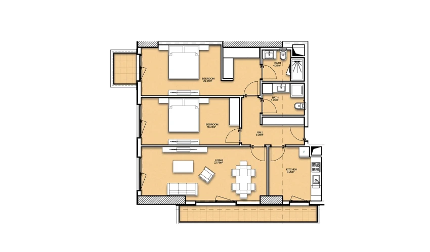 3-комнатная квартира 99.14 м²  12/23 этаж | Жилой комплекс Resim Taşkent