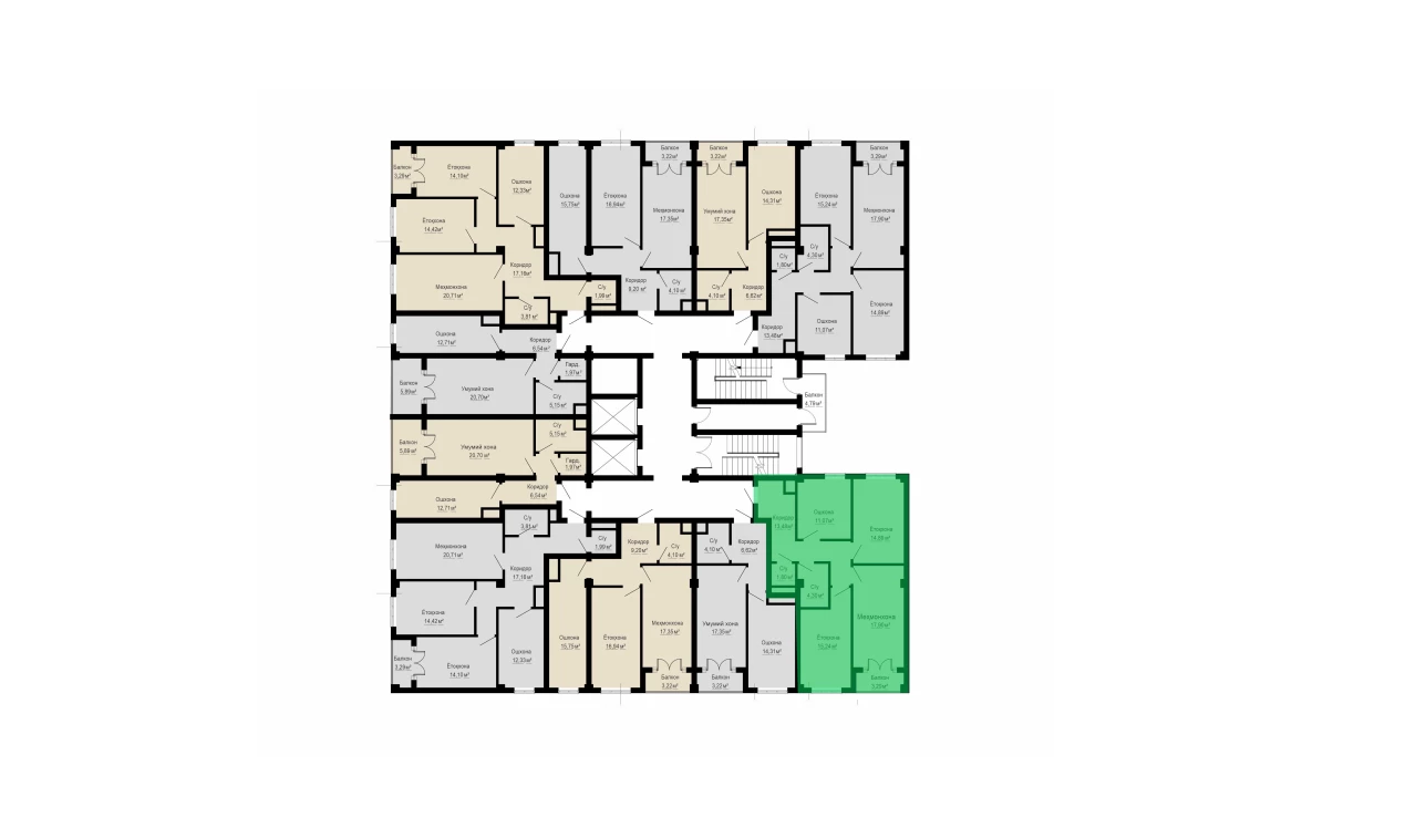 3-комнатная квартира 82 м²  7/7 этаж