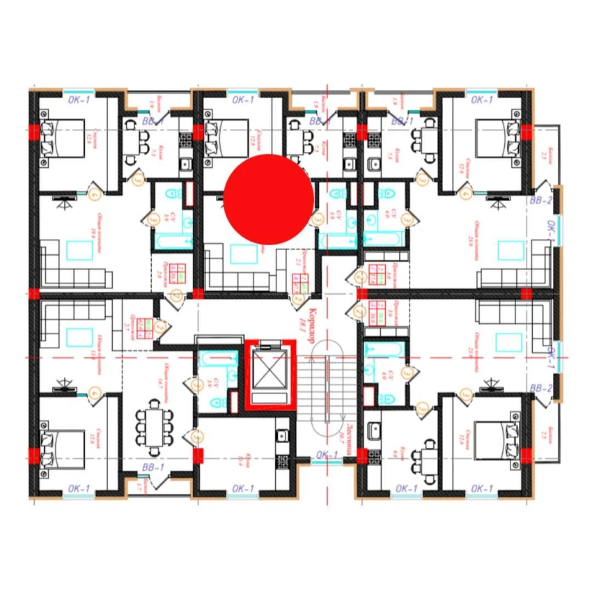 2-xonali xonadon 47.5 m²  2/9 qavat | CHINARA PARK Turar-joy majmuasi