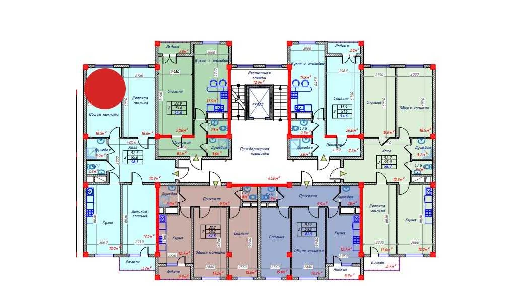 3-комнатная квартира 98.7 м²  3/3 этаж