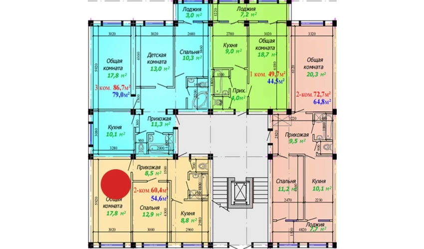 2-комнатная квартира 60.4 м²  1/7 этаж | Жилой комплекс Bunyodkor