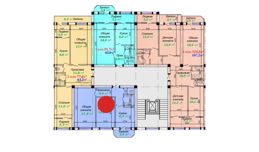 2-комнатная квартира 60.2 м²  2/7 этаж | Жилой комплекс Bunyodkor