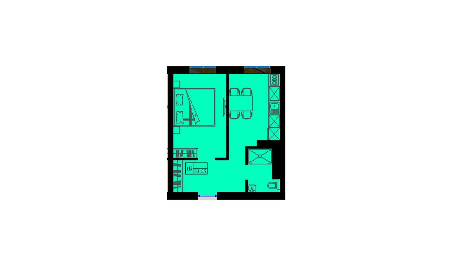 1-комнатная квартира 34 м²  0/0 этаж